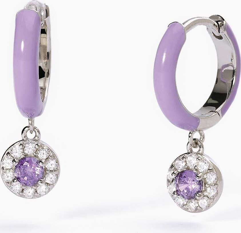 Mabina---Orecchini-a-cerchio-in-argento-con-smalto-viola-e-ametista-sintetica