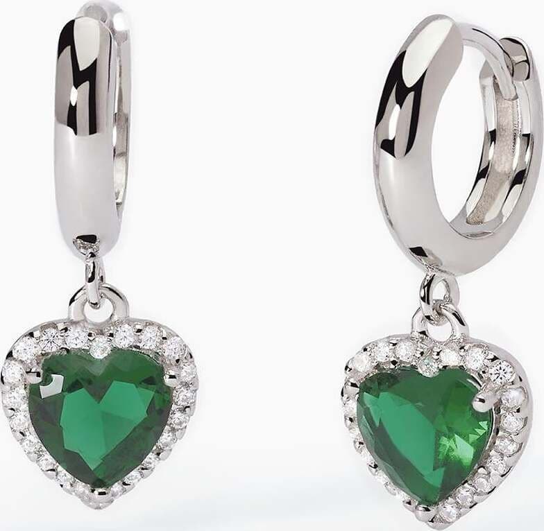 Mabina---Orecchini-in-argento-a-cerchio-con-smeraldi-sintetici-taglio-cuore
