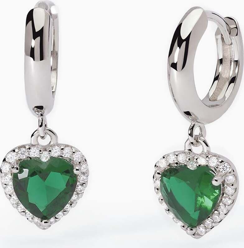 Mabina---Orecchini-in-argento-a-cerchio-con-smeraldi-sintetici-taglio-cuore