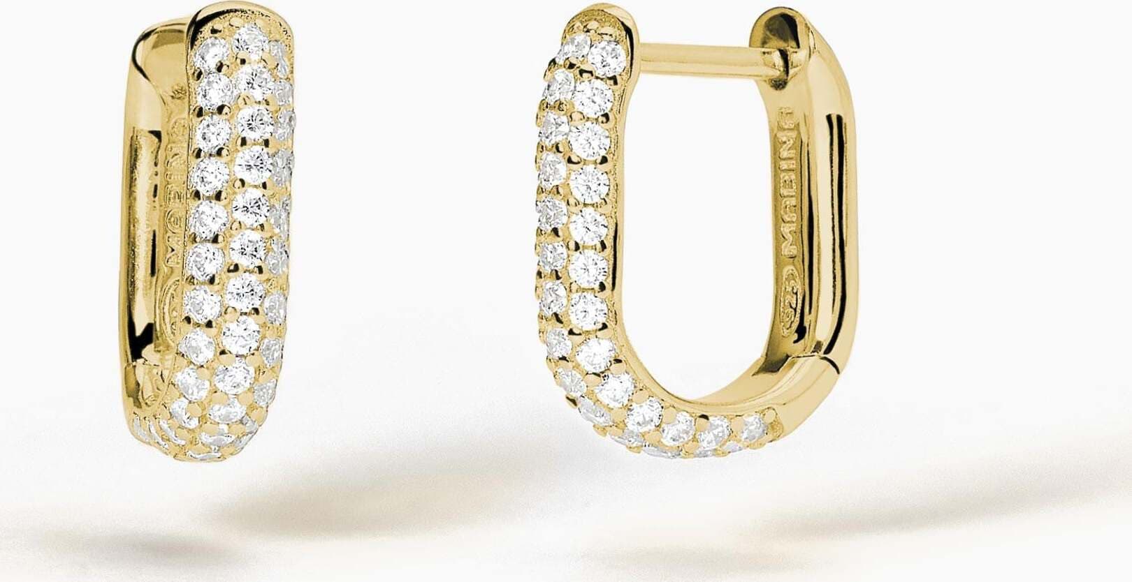 Mabina---Orecchini-ovali-in-argento-dorato-con-pavè