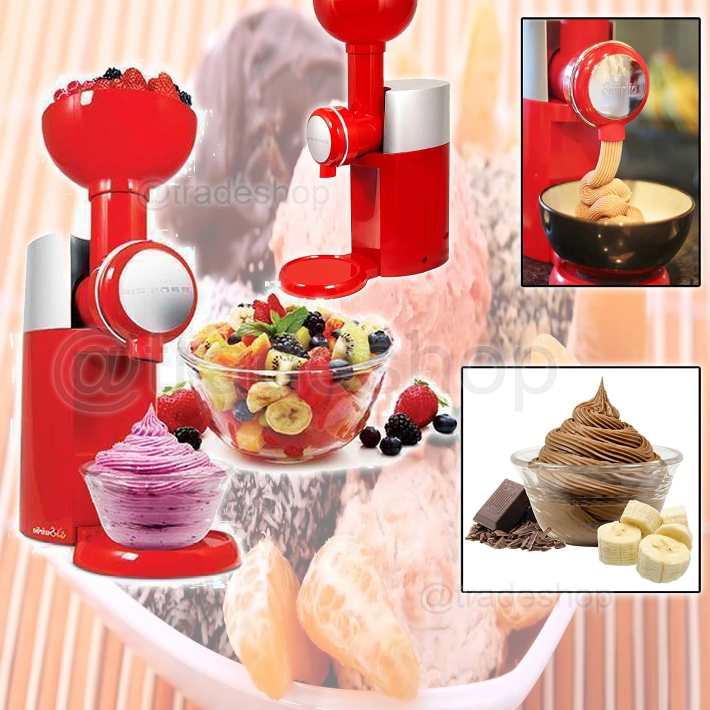 MACCHINA PER GELATO YOGURT NATURALI SWIRLIO BIG BOSS FROZEN FRUTTA DESSERT MAKER Trade Shop italia - Napoli, Commerciovirtuoso.it