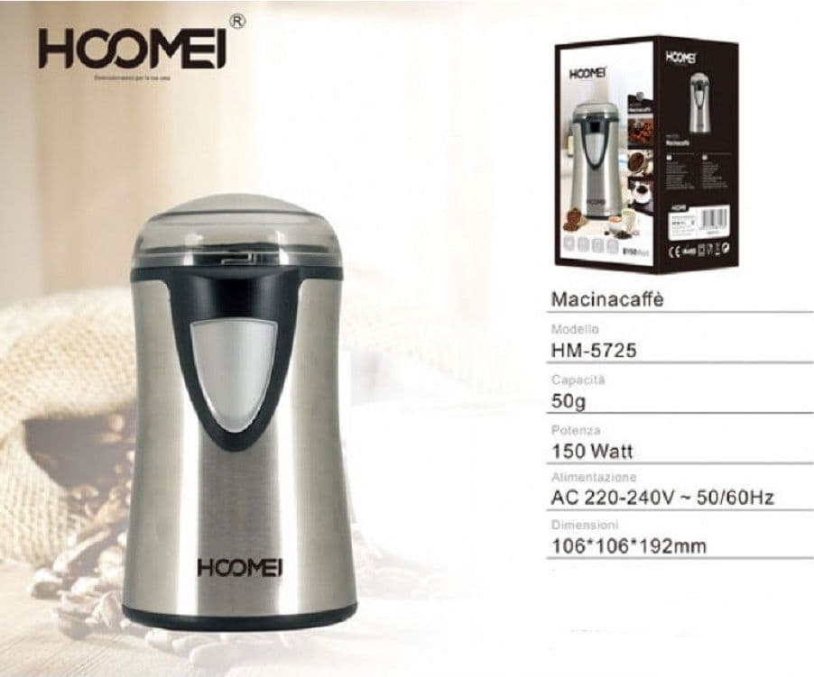MACINA CAFFE 150 WATT 50 GR. HM-5725 CORPO LAME IN ACCIAIO BASE CON AVVOLGICAVO