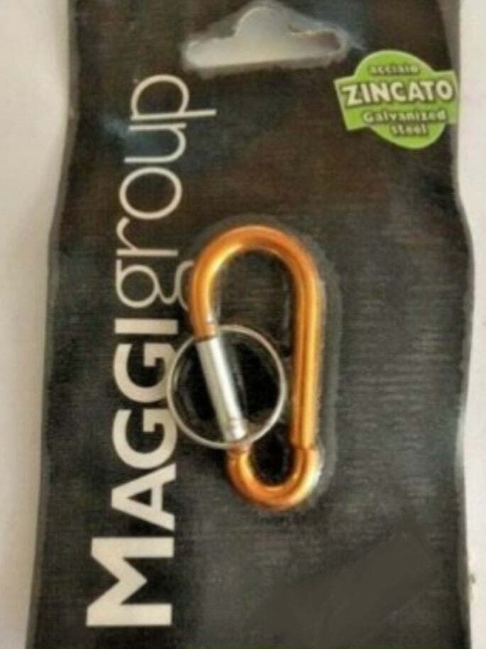 MAGGI - MOSCHETTONE IN ALLUMINIO A PERA COLORATO 4,5MM CON ANELLO PORTACHIAVI - COLORE ARANCIONE