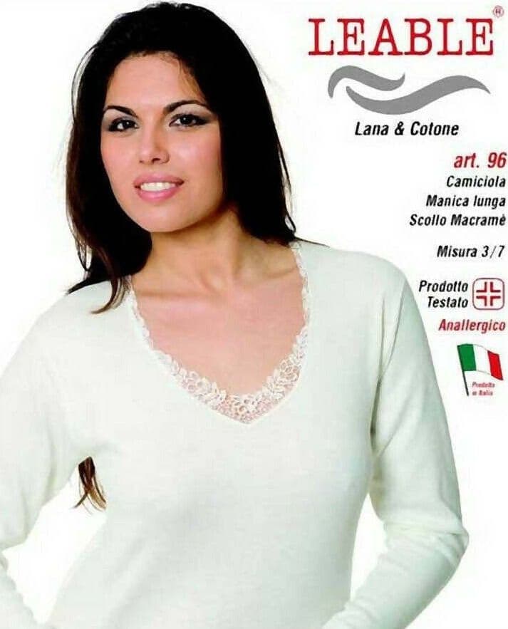 Maglia intima a manica lunga donna interno Cotone esterno calda Lana LEABLE Art. 96 in Corpetti e canottiere ADAMO INTIMO e CASA - Bagheria, commercioVirtuoso.it