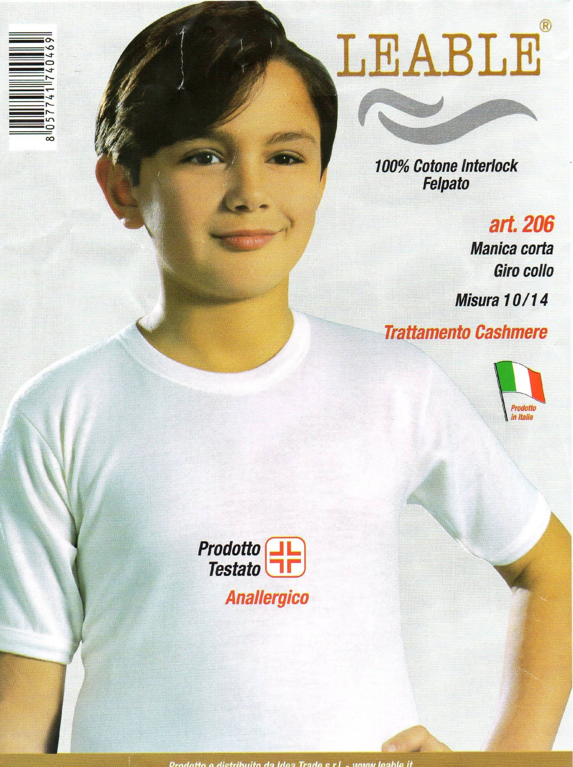 Maglia intima Canottiera Bambino Leable art. 206/208 manica corta girocollo. in Canottiere ADAMO INTIMO e CASA - Bagheria, commercioVirtuoso.it