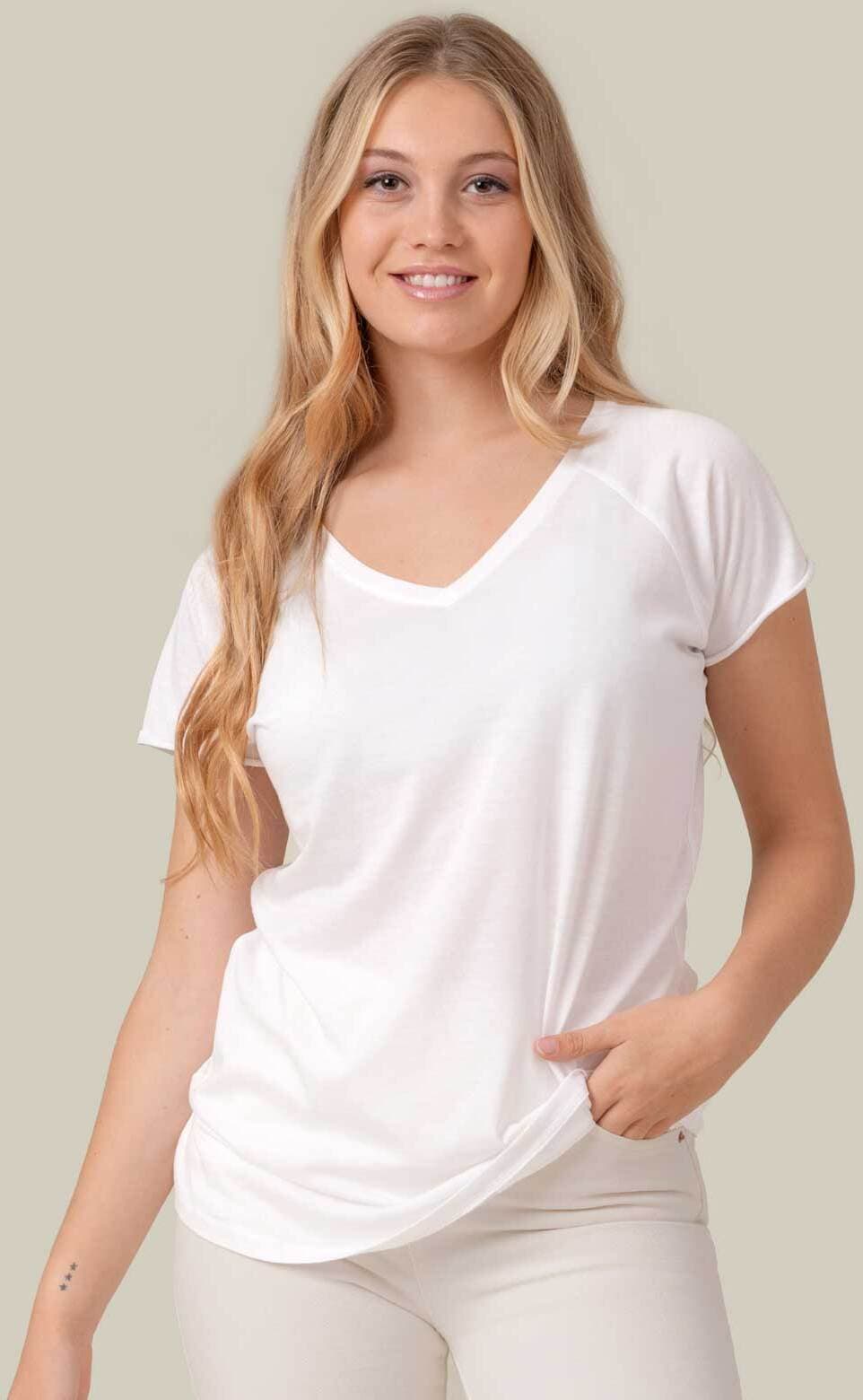 Maglia mezza manica donna scollo V 100% cotone - TSLSEA in T-shirt Falco Biancheria - Parete, commercioVirtuoso.it