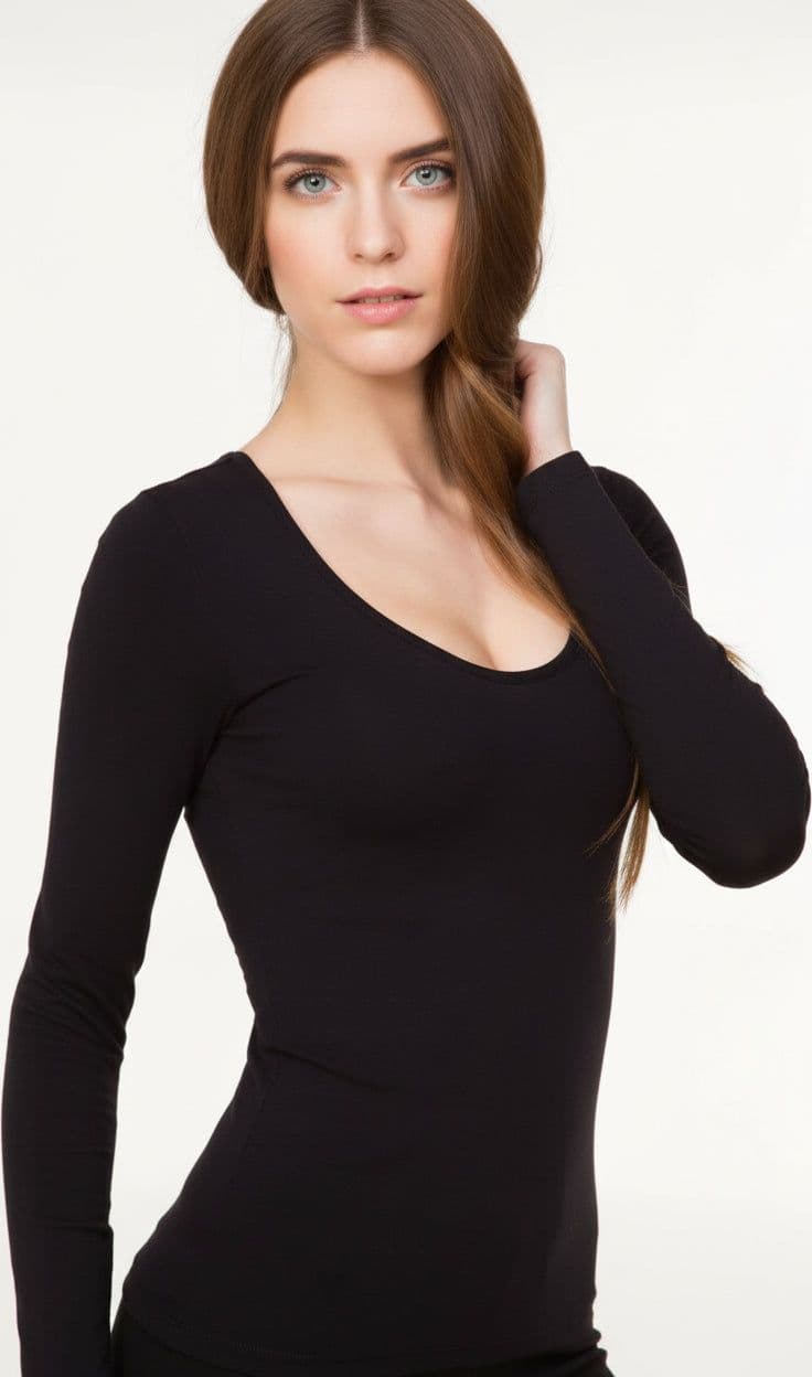 Maglia microfibra manchie lunghe Donna Scollo Americano BELLISSIMA Art. 072 Manica Lunga nera in Corpetti e canottiere ADAMO INTIMO e CASA - Bagheria, commercioVirtuoso.it