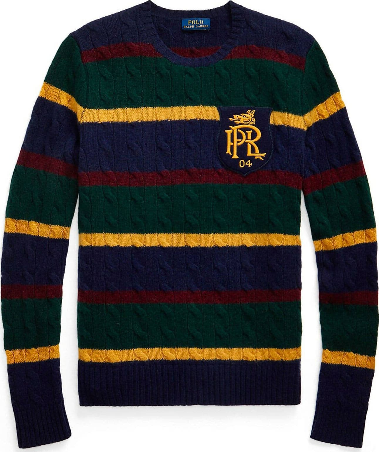 Maglione-Ralph-Lauren-Donna-Trecce-A-Righe-Multicolor