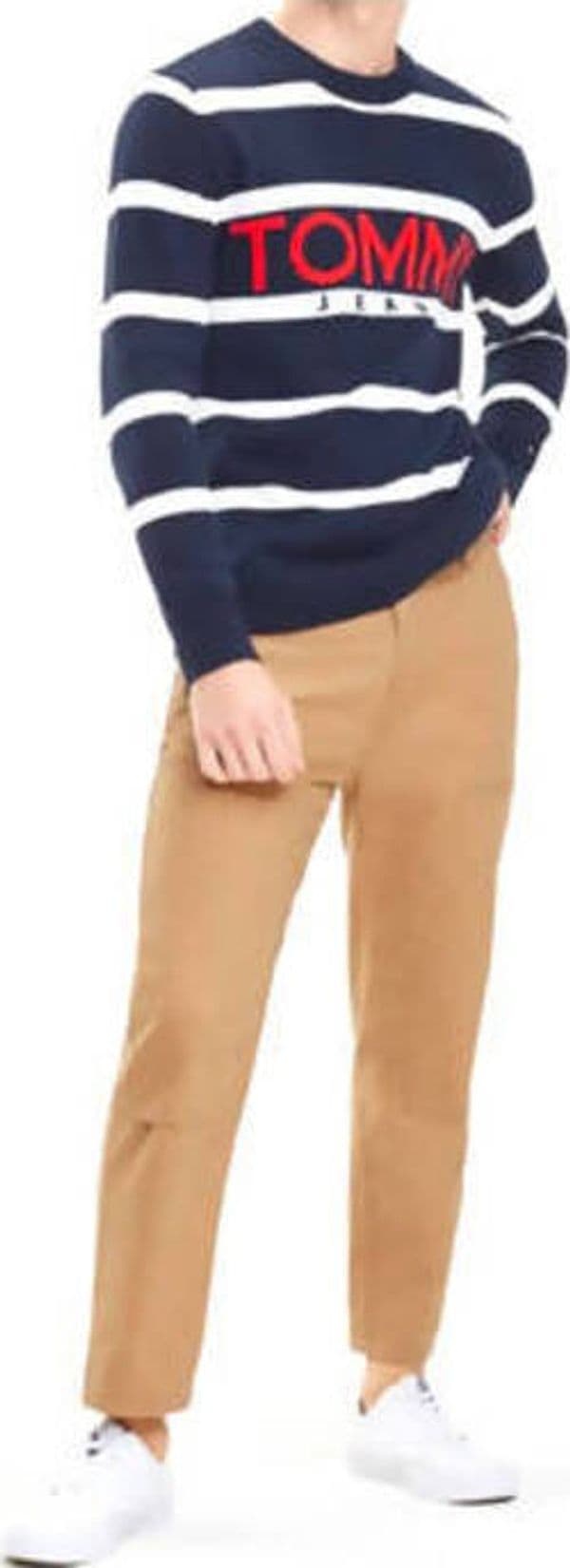 Maglione Uomo Tommy Hilfiger a Righe Bianche E Blu Con Logo Maglione in Cotone Pettinato Girocollo Con Polsini E Fondo a Coste Casual Vestibilità Regolare Moda/Uomo/Abbigliamento/Maglioni e cardigan/Maglioni Euforia - Bronte, Commerciovirtuoso.it