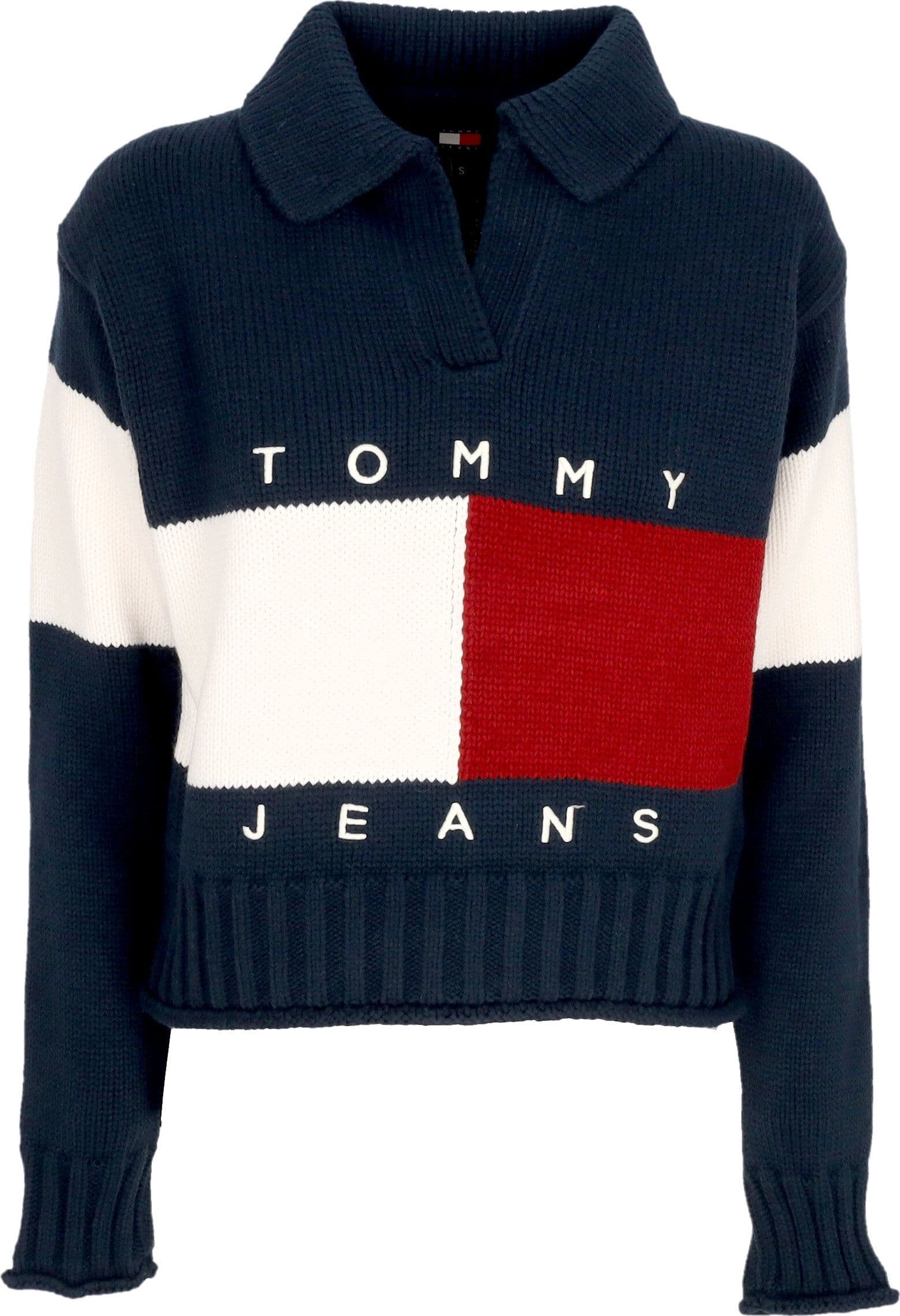 Tommy Hilfiger Maglione Donna W Flag Rugby Sweater Dark Night Navy da donna in Maglioni Drestige - Casamassima, commercioVirtuoso.it
