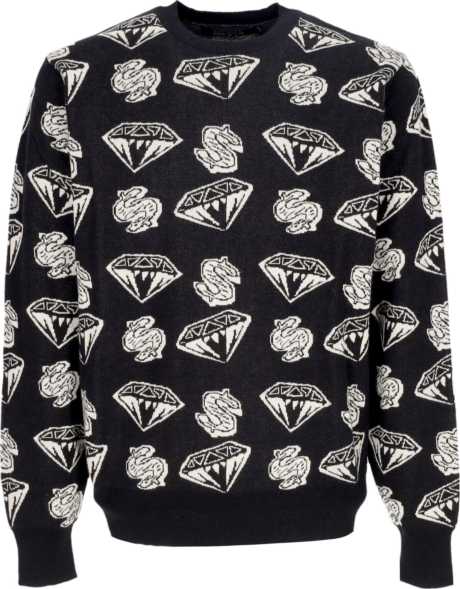 BILLIONAIRE BOYS CLUB Maglione Uomo Diamonds & Dollars Knit Jumper Black/ecru da uomo in Maglioni Drestige - Casamassima, commercioVirtuoso.it