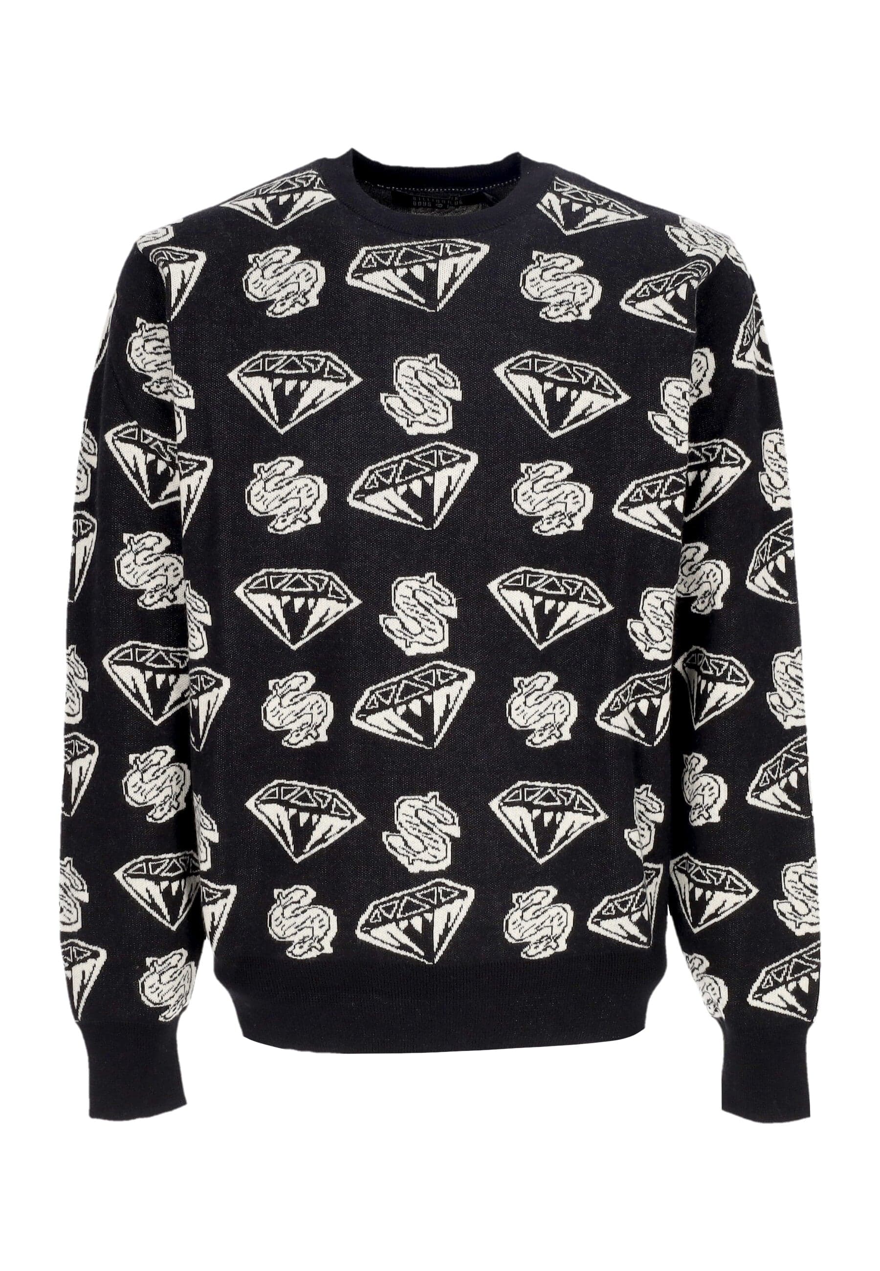 BILLIONAIRE BOYS CLUB Maglione Uomo Diamonds & Dollars Knit Jumper Black/ecru da uomo in Maglioni Drestige - Casamassima, commercioVirtuoso.it
