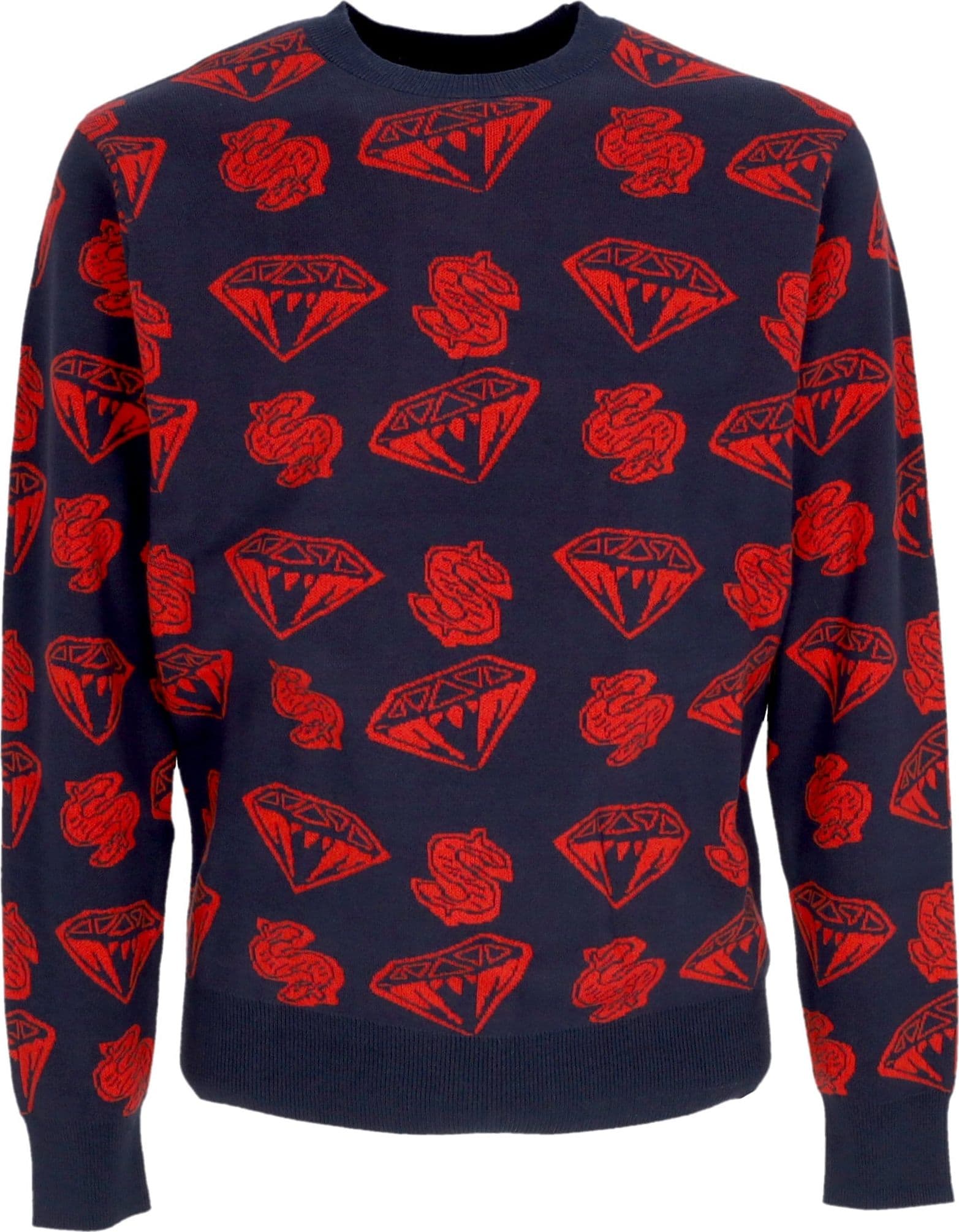 BILLIONAIRE BOYS CLUB Maglione Uomo Diamonds & Dollars Knitted Jumper Navy/red da uomo in Maglioni Drestige - Casamassima, commercioVirtuoso.it