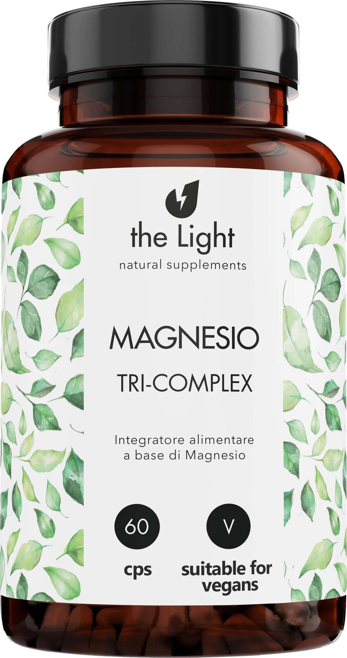 Magnesio Tri-Complex Integratore Con Magnesio Bisglicinato Gluconato E Ossido-Ad Alto Assorbimento Rigenerante Salute e cura della persona/Vitamine minerali e integratori/Singoli minerali/Magnesio The Light Nutrition - Milano, Commerciovirtuoso.it
