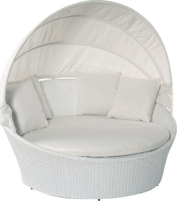 MAIUS - divano da giardino circolare completo di cuscini e parasole Bianco Milani Home