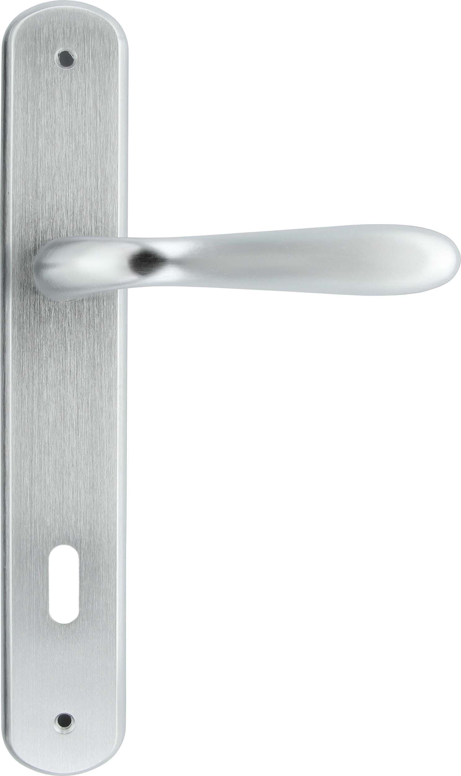 Maniglia per Porta a Goccia Maniglia Con Placca Q8/90 in Lega Finitura Cromo Satinato Fai da te/Ferramenta/Ferramenta e serrature per porte/Set maniglie Ferus - Montoro, Commerciovirtuoso.it