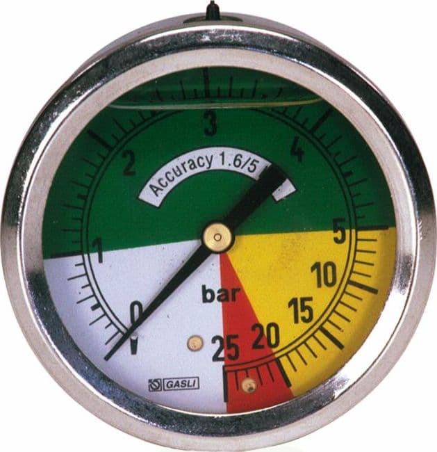 Manometro isometrico cassa inox Ø 63 bar 0:5/25 in Manometri per pneumatici GardenStore - Novellara, commercioVirtuoso.it