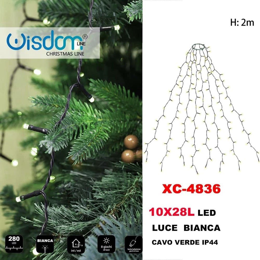 Mantello Catena Luminosa 280 Led 10x28 Luci Ip44 Luce Bianca Cavo Verde Xc-4836 Illuminazione/Illuminazione per esterni/Catene luminose Trade Shop italia - Napoli, Commerciovirtuoso.it