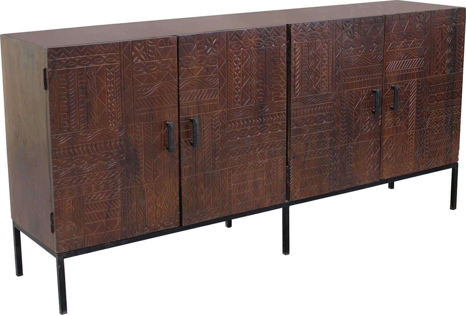 MANTRA---madia-con-decoro-4-ante-legno-e-ferro-Marrone-Milani-Home