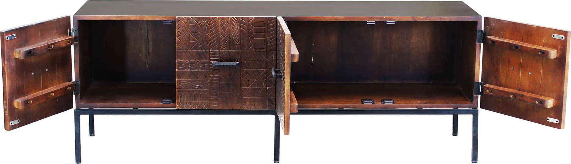 MANTRA - porta tv con decoro 4 ante legno e ferro Marrone Milani Home