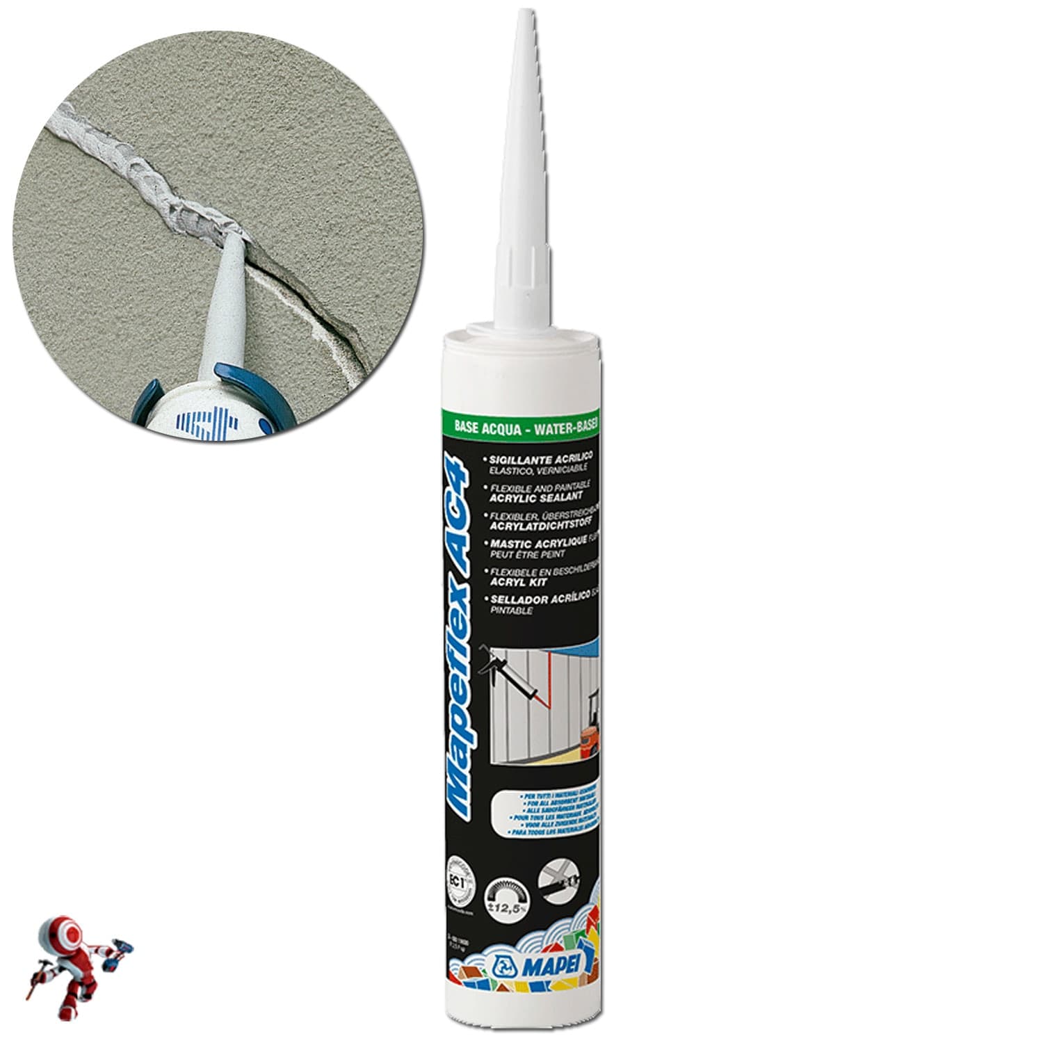 Mapei-MAPEFLEX-AC4-310-ml-Sigillante-acrilico-effetto-liscio-verniciabile-per-movimenti-fino-al-12,5%