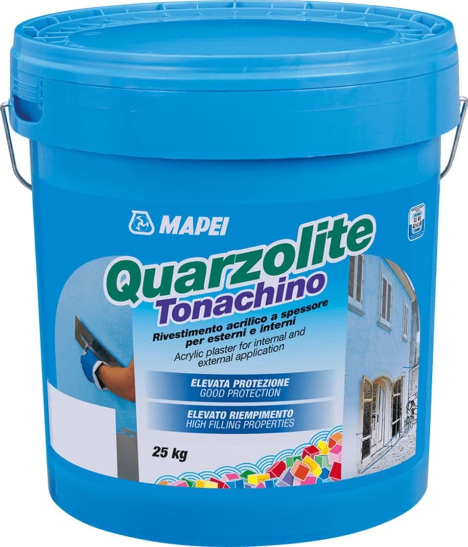 MAPEI-QUARZOLITE-TONACHINO-KG.25-BIANCO-1,2mm-Rivestimento-acrilico-a-spessore-per-esterni-e-interni