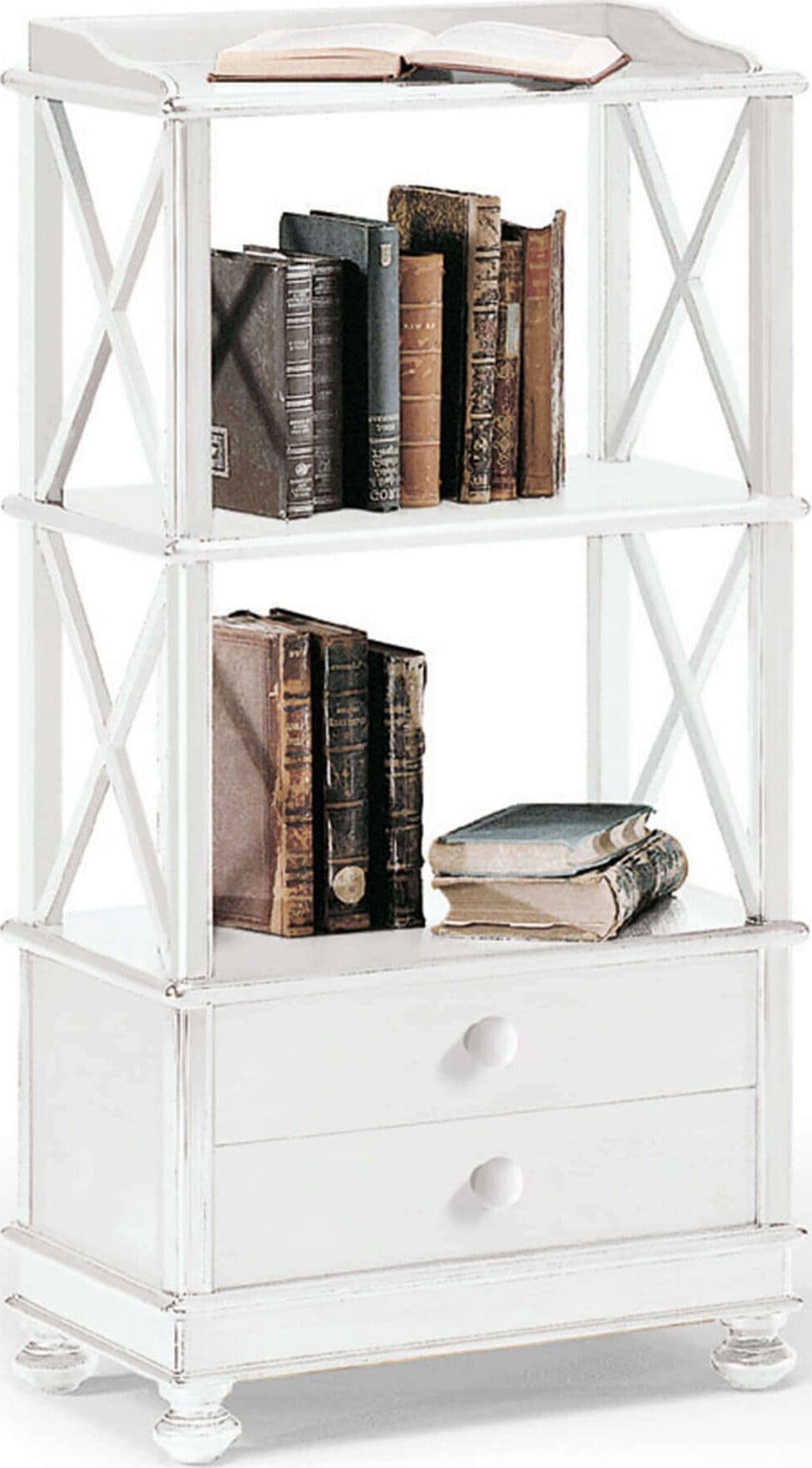 MARALYN---libreria-in-legno-massello-54x34x105-Bianco-Milani-Home