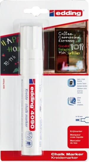 Marcator Edding 4090 - punta scalpello da 4 00-15 00mm - bianco - Edding Cancelleria e prodotti per ufficio/Penne matite scrittura e correzione/Marcatori ed evidenziatori/Pennarelli indelebili e marcatori Eurocartuccia - Pavullo, Commerciovirtuoso.it