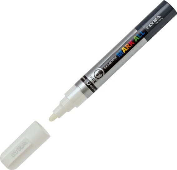 Marcatore a base d'acqua Graduate Mark All - punta tonda 2mm - bianco - Lyra Cancelleria e prodotti per ufficio/Penne matite scrittura e correzione/Marcatori ed evidenziatori/Pennarelli indelebili e marcatori Eurocartuccia - Pavullo, Commerciovirtuoso.it