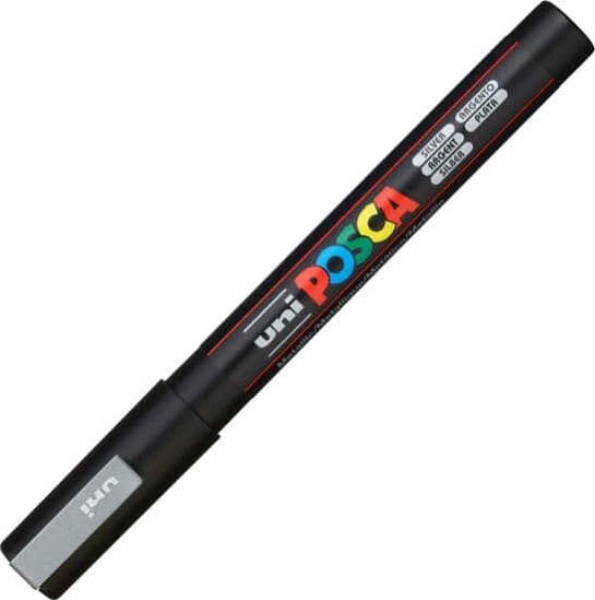 Marcatore a base d'acqua Uni Posca PC3M - punta fine da 0 9mm a 1 3mm - argento - Uni Mitsubishi Cancelleria e prodotti per ufficio/Penne matite scrittura e correzione/Marcatori ed evidenziatori/Pennarelli indelebili e marcatori Eurocartuccia - Pavullo, Commerciovirtuoso.it