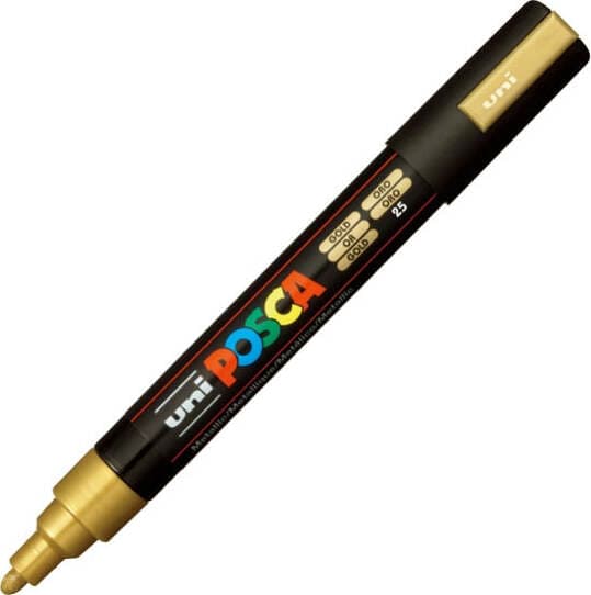 Marcatore a base d'acqua Uni Posca PC5M - punta tonda media da 1 8mm a 2 5mm - oro - Uni Mitsubishi Cancelleria e prodotti per ufficio/Penne matite scrittura e correzione/Marcatori ed evidenziatori/Pennarelli indelebili e marcatori Eurocartuccia - Pavullo, Commerciovirtuoso.it