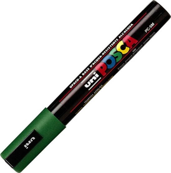 Marcatore a base d'acqua Uni Posca PC5M - punta tonda media da 1 8mm a 2 5mm - verde - Uni Mitsubishi Cancelleria e prodotti per ufficio/Penne matite scrittura e correzione/Marcatori ed evidenziatori/Pennarelli indelebili e marcatori Eurocartuccia - Pavullo, Commerciovirtuoso.it