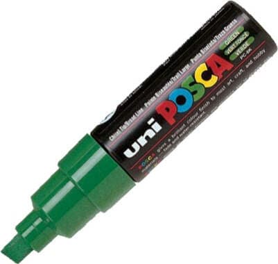 Marcatore a base d'acqua Uni Posca PC8K - punta large a scalpello 8 0mm - verde - Uni Mitsubishi Cancelleria e prodotti per ufficio/Penne matite scrittura e correzione/Marcatori ed evidenziatori/Pennarelli indelebili e marcatori Eurocartuccia - Pavullo, Commerciovirtuoso.it