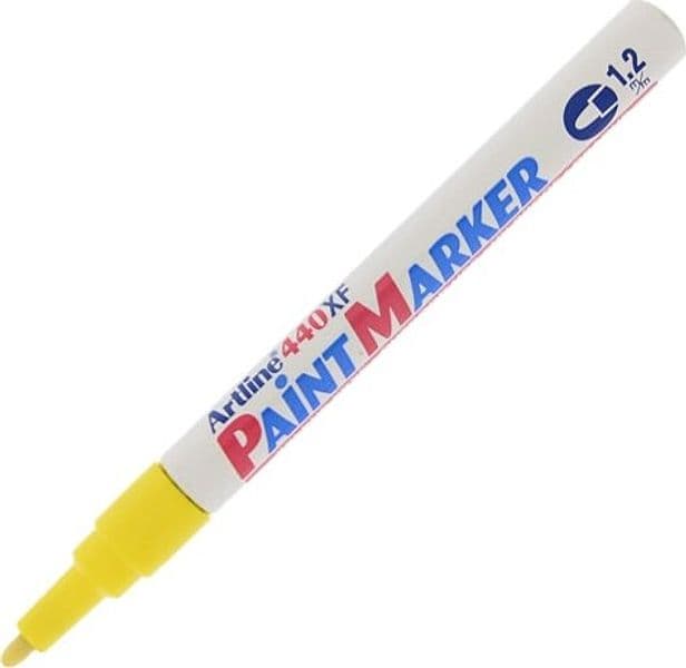 Marcatore permanente A 440 - a vernice - punta tonda fine - 1 2 mm - giallo - Artline Cancelleria e prodotti per ufficio/Penne matite scrittura e correzione/Marcatori ed evidenziatori/Pennarelli indelebili e marcatori Eurocartuccia - Pavullo, Commerciovirtuoso.it