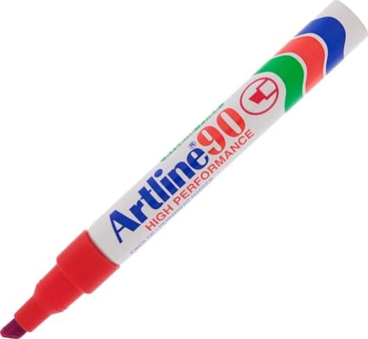 Marcatore permanente A 90 - punta scalpello - 2 - 5 mm - rosso - Artline Cancelleria e prodotti per ufficio/Penne matite scrittura e correzione/Marcatori ed evidenziatori/Pennarelli indelebili e marcatori Eurocartuccia - Pavullo, Commerciovirtuoso.it
