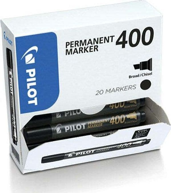 Marcatore Permanente Markers 400 - punta scalpello 4 5 mm - nero - Pilot - conf. 15 + 5 pezzi gratis Cancelleria e prodotti per ufficio/Penne matite scrittura e correzione/Marcatori ed evidenziatori/Pennarelli indelebili e marcatori Eurocartuccia - Pavullo, Commerciovirtuoso.it