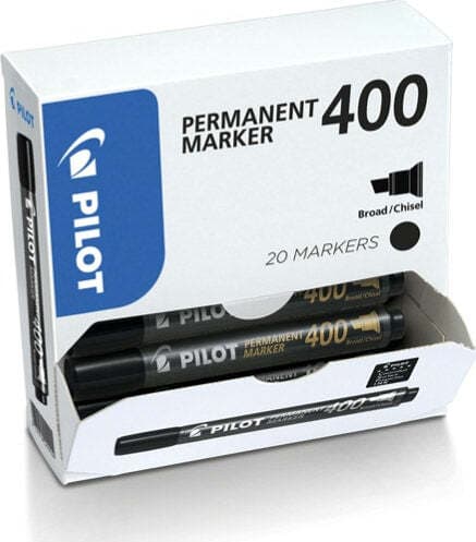 Marcatore Permanente Markers 400 - punta scalpello 4 5 mm - nero - Pilot - conf. 15 + 5 pezzi gratis Cancelleria e prodotti per ufficio/Penne matite scrittura e correzione/Marcatori ed evidenziatori/Pennarelli indelebili e marcatori Eurocartuccia - Pavullo, Commerciovirtuoso.it