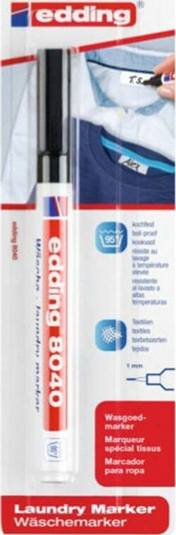 Marcatore permanente per tessuti 8040 - punta 1 0mm - nero - Edding Cancelleria e prodotti per ufficio/Penne matite scrittura e correzione/Marcatori ed evidenziatori/Pennarelli indelebili e marcatori Eurocartuccia - Pavullo, Commerciovirtuoso.it