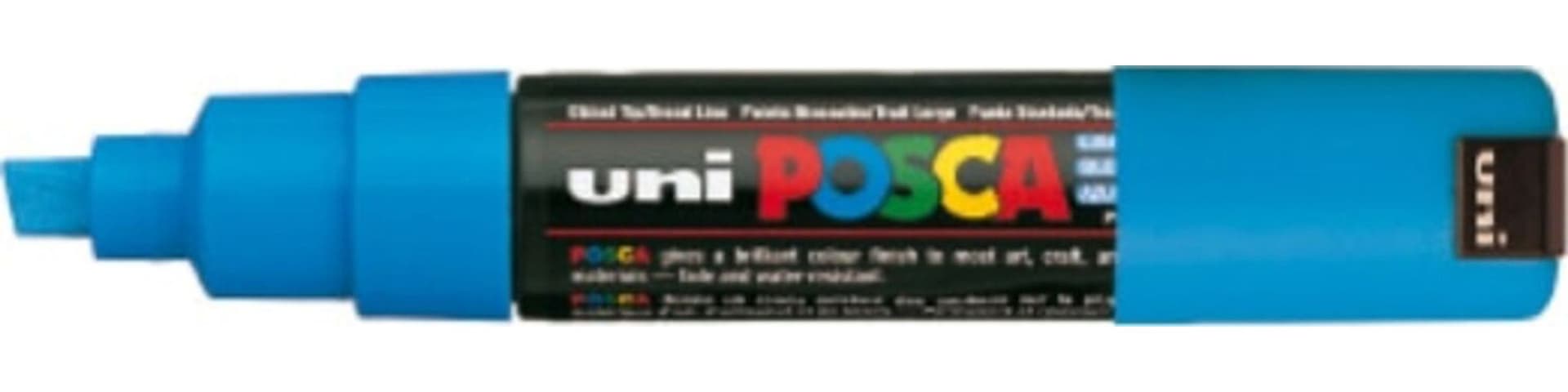 Marcatore Uni Posca PC8K - punta a scalpello 8mm - azzurro - Uni Mitsubishi Cancelleria e prodotti per ufficio/Penne matite scrittura e correzione/Marcatori ed evidenziatori/Pennarelli indelebili e marcatori Eurocartuccia - Pavullo, Commerciovirtuoso.it