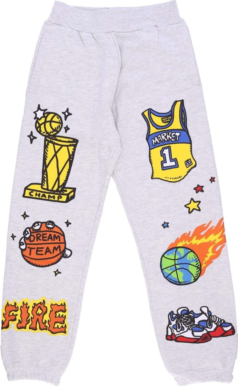 MARKET-Pantalone-Tuta-Leggero-Uomo-Memorabilia-Sweatpants-Ash-da-uomo