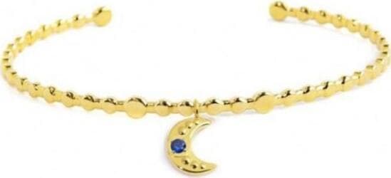 Marlù---BRACCIALE-RIGIDO-LUNA-PENDENTE-CON-ZIRCONE-BLU-PVD-ORO