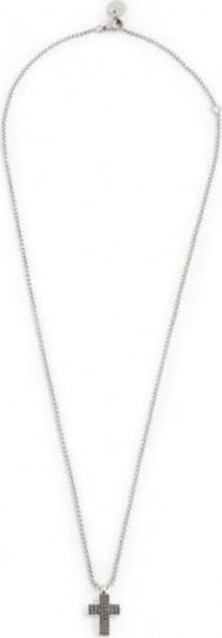 Marlù---COLLANA-CON-PENDENTE-A-CROCE-16MM-CON-CRISTALLI-NERI-ACCIAIO