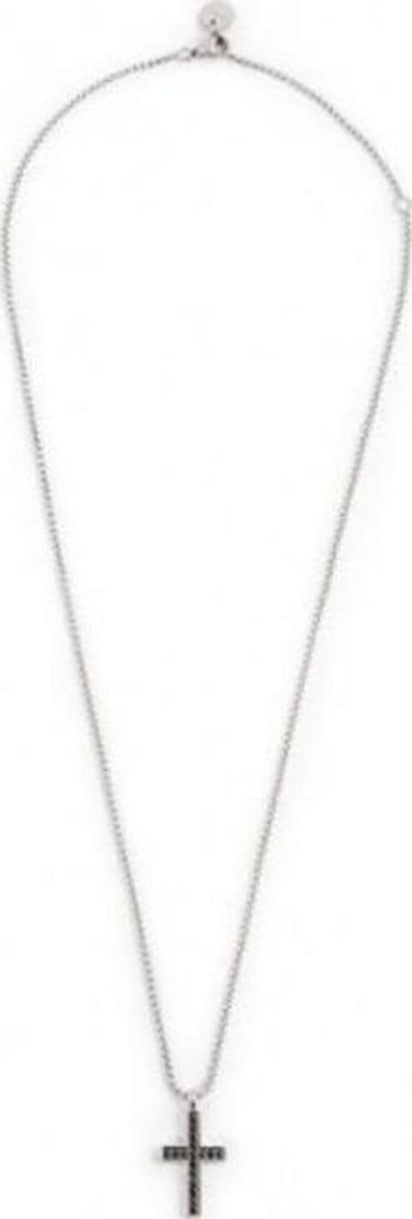 Marlù---COLLANA-CON-PENDENTE-A-CROCE-20MM-CON-CRISTALLI-NERI-ACCIAIO
