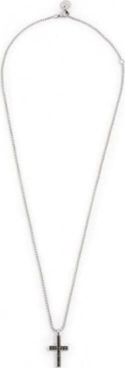 Marlù---COLLANA-CON-PENDENTE-A-CROCE-20MM-CON-CRISTALLI-NERI-ACCIAIO