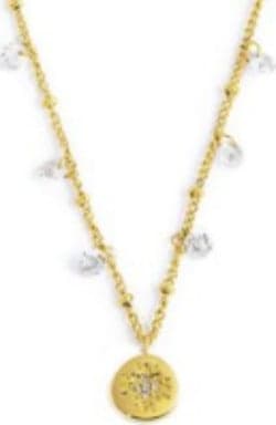 Marlù---COLLANA-MEDAGLIETTA-PENDENTE-ROSA-DEI-VENTI-CON-STRASS-CATENA-CON-ZIRCONI-E-SFERE-PVD-ORO