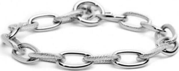 Marlù--Bracciale-Catena-Maglia-Larga-Con-Texture-E-Liscia-Acciaio
