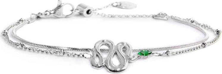 Marlù-Bracciale-doppia-catena-con-serpente-e-zircone
