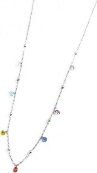 Marlù-COLLANA-ACCIAIO-45CM-CON-CRISTALLI-COLORATI-E-SFERE