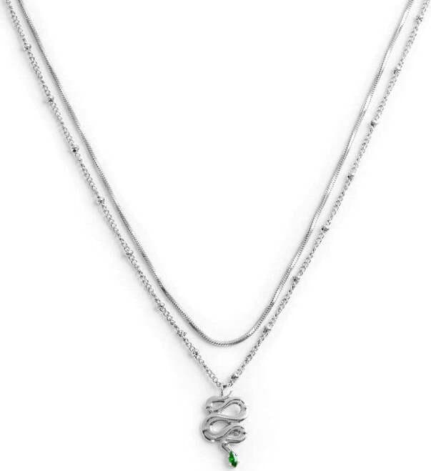 Marlù-Collana-doppia-catena-snake-quadrata-con-serpente-pendente