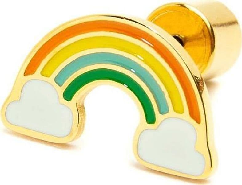 Marlù-MONO-ORECCHINO-ARCOBALENO-PVD-ORO-CON-SMALTI-COLORATI